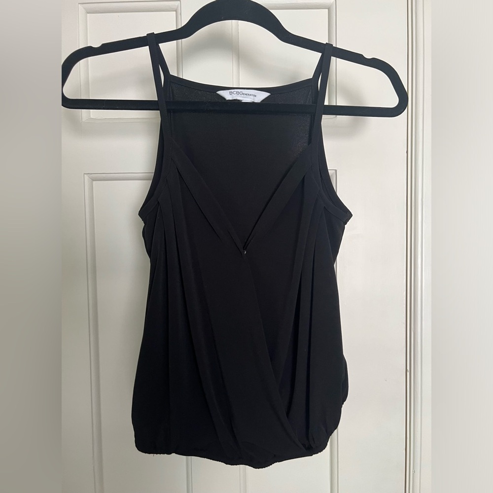 BCBGeneration black spaghetti strap wrap top